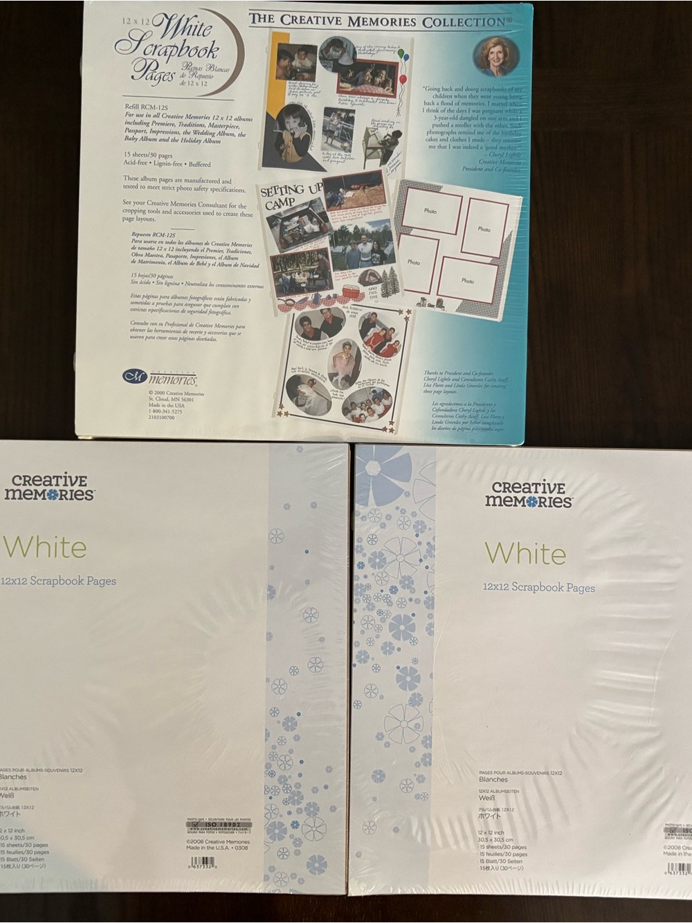 Creative Memories 12x12 White Pages 15 Sheets/30 Pages NEW Sealed Lot Of 3